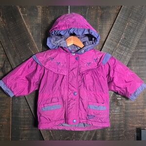 Vintage 80s OshKosh B'gosh Girls' Purple Hooded Puffer Jacket Size 18 Months
